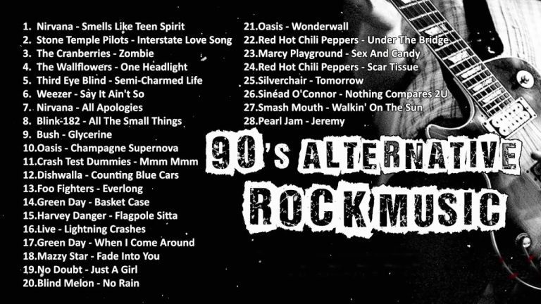 90s Alternative Rock Nirvana, Stone Temple Pilots, Third Eye Blind,