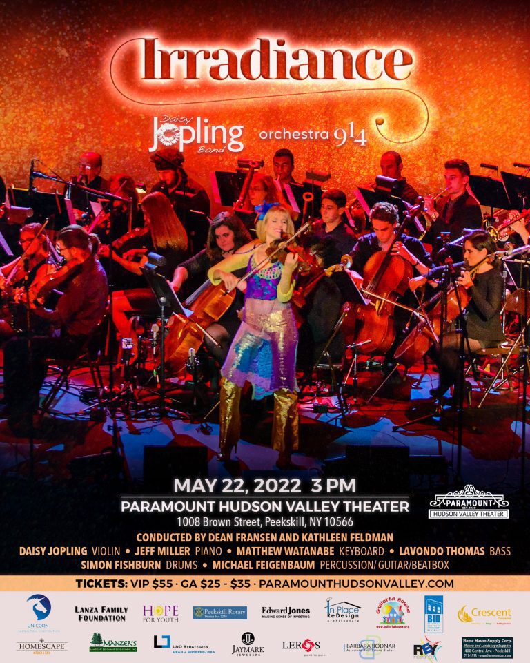 “Irradiance” At The Paramount Hudson Valley Theater In Peekskill, NY Sunday May 22nd, 2022 3 PM ET Presented By The Daisy Jopling Music Mentorship Foundation